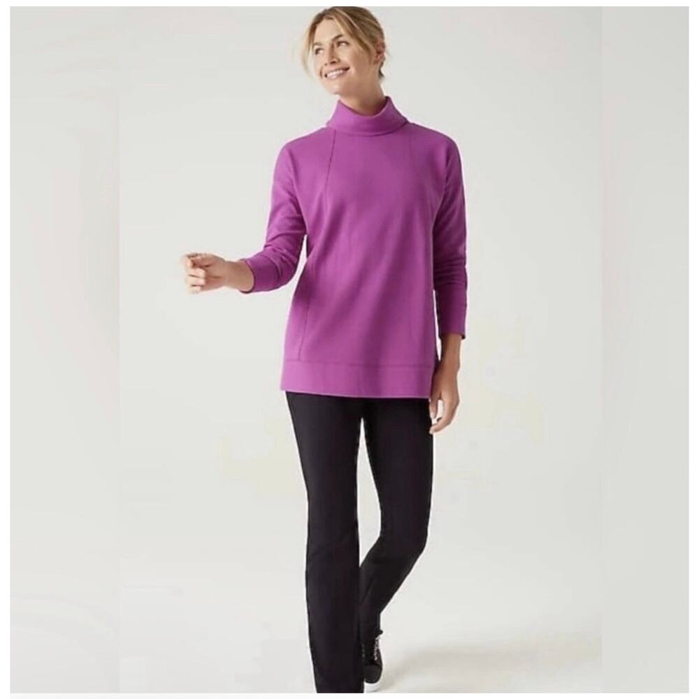 J. Jill Mockneck Pullover Fleece Sweatshirt Purple Women's Size M NWOT